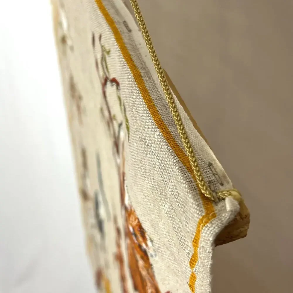 Vintage Hand Printed Pure Linen Australian Fauna Hanging Art